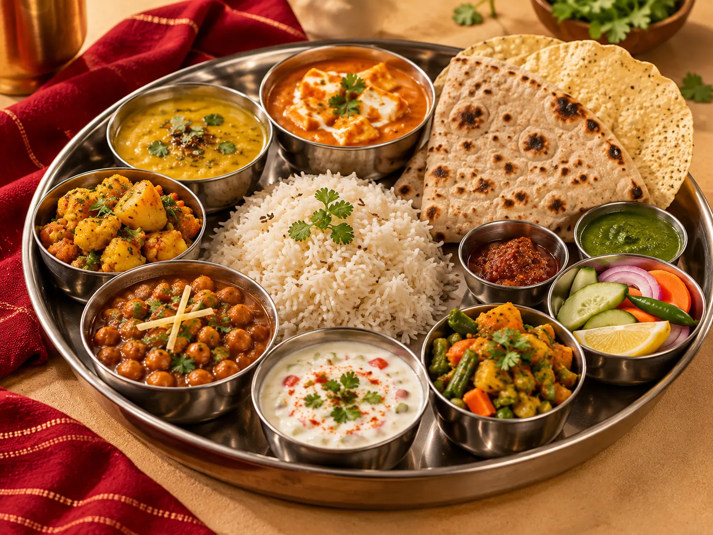 North Indian vegetarian thali